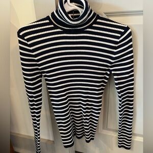 52 America Navy and White Striped Turtleneck Sweater